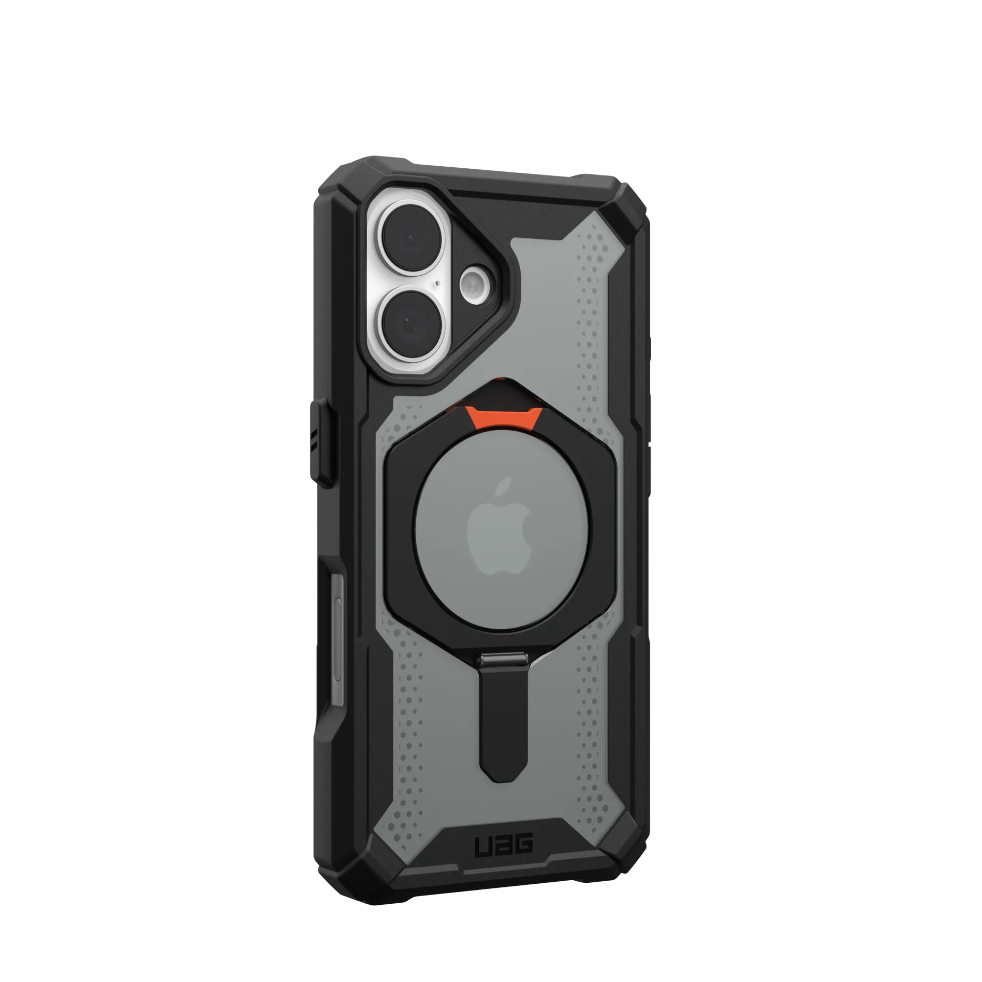 Urban Armor Gear Backcover – für Apple iPhone 16 – schwarz/orange – MagSafe-kompatibel