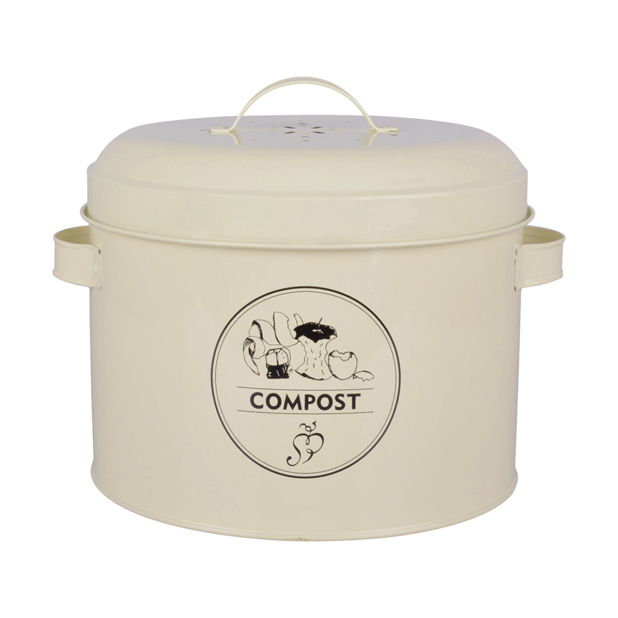 Esschert Design Komposteimer – 6,3 l – Stahl, rund – Creme