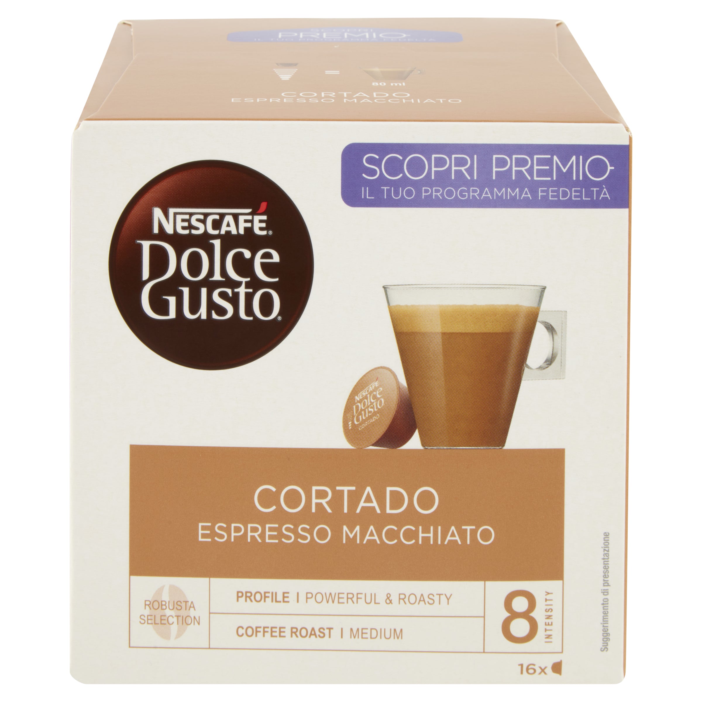 Nescafé Dolce Gusto Cortado – Kapseln für Dolce Gusto – Espresso, Intensität 8, 16 Kapseln