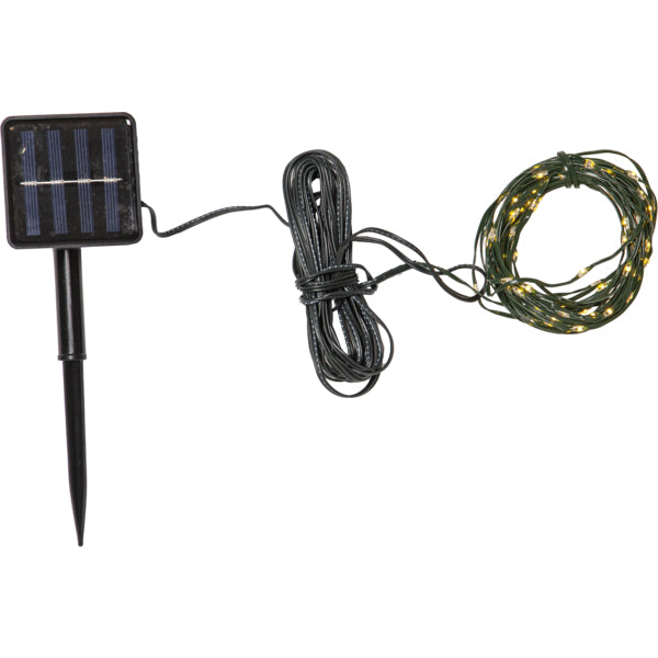 Star Trading Lichterkette Dew Drop Micr – 7,4 m – Warmweiss, 2700 K – IP44 – Solarbetrieb – 100 LEDs