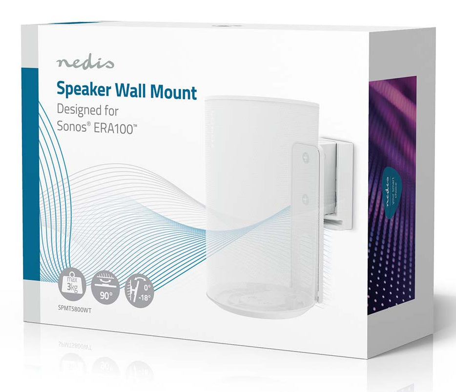 Nedis SPMT5800WT – Wandhalterung für Sonos Era 100 – drehbar −45°/+45°, neigbar 0°–18° – 3 kg – Weiss