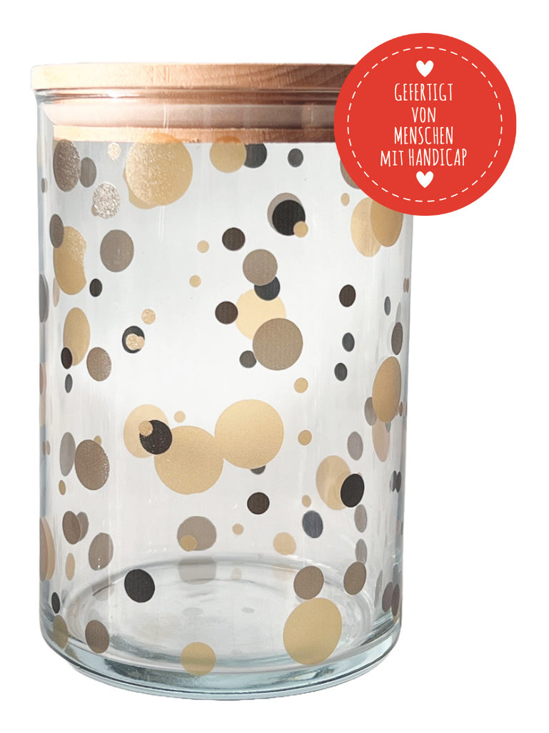 Wunderle Vorratsdose 880 ml, Ø 10 × 16 cm, Glas, Buche-Deckel, transparent
