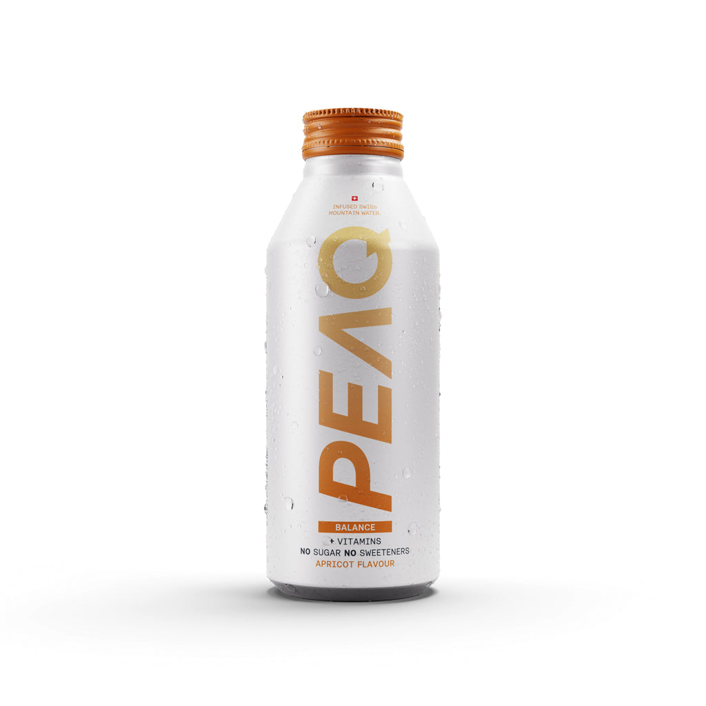PEAQ Balance – Leicht prickelndes Vitaminwasser, Aprikose – 12 × 47,3 cl