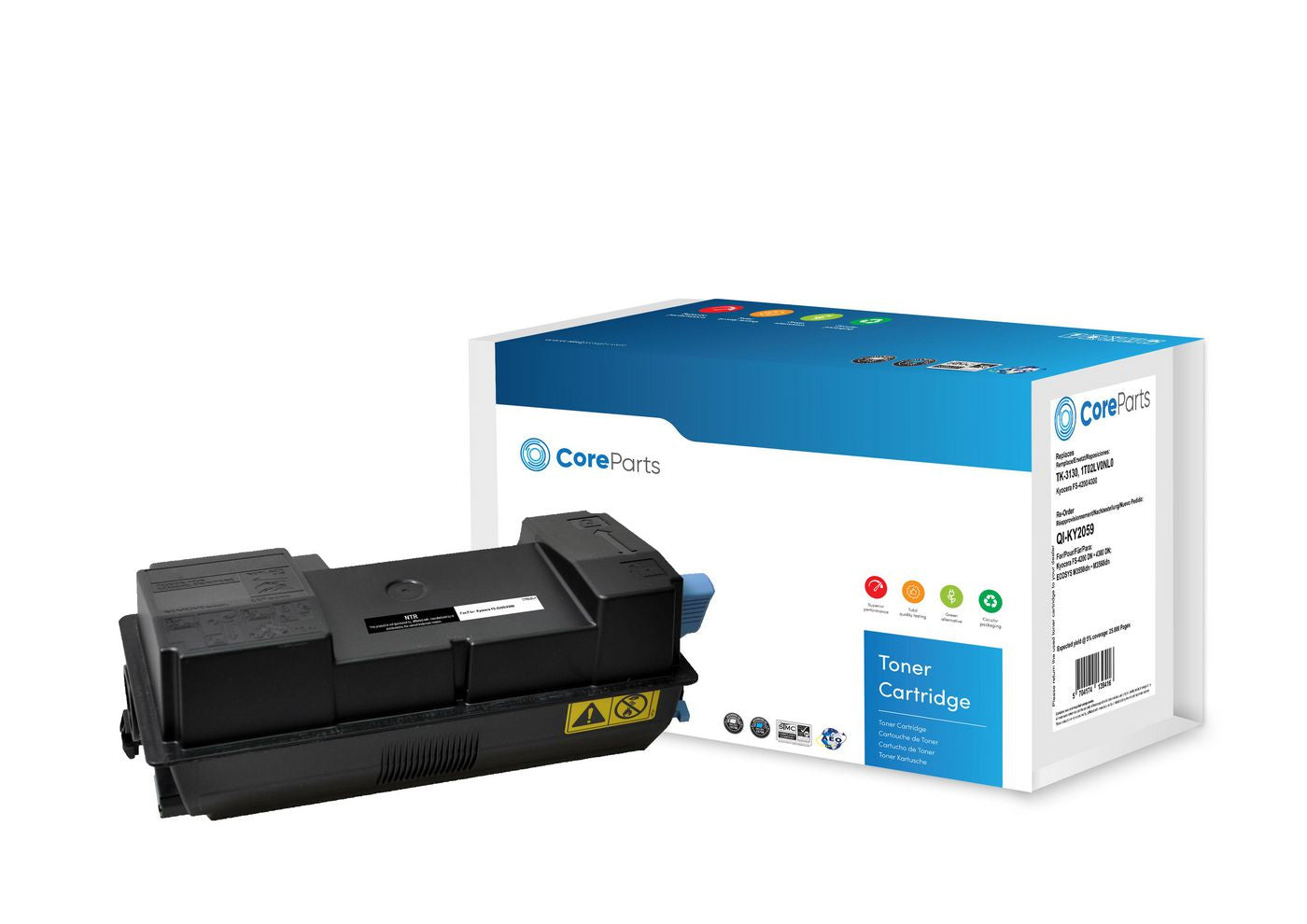 CoreParts Toner TK-3130 – schwarz, 25000 Seiten – für Kyocera FS-4200DN/FS-4300DN/ECOSYS M3550 idn und andere