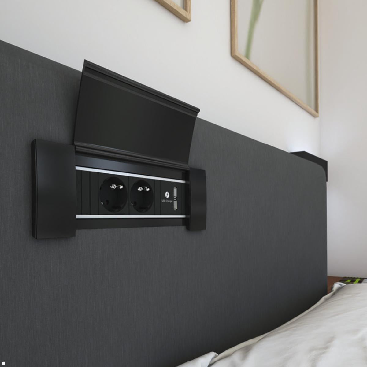 Bachmann POWER FRAME Gehäuse – 90×380×40 mm, 6-fach, mit Deckel, Einbau, schwarz