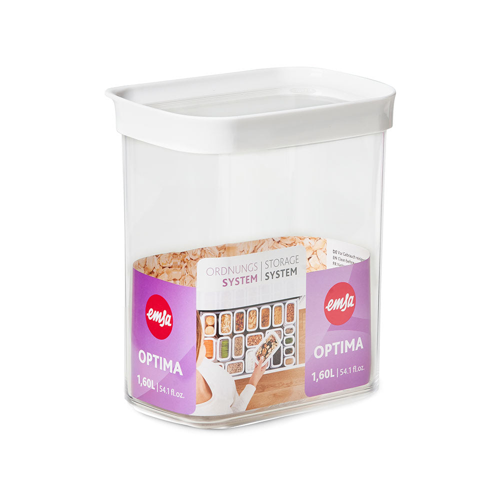 EMSA Vorratsdose 1,6 l, 16 × 9,9 × 17,5 cm, Kunststoff (MS/TPE), transparent/weiss
