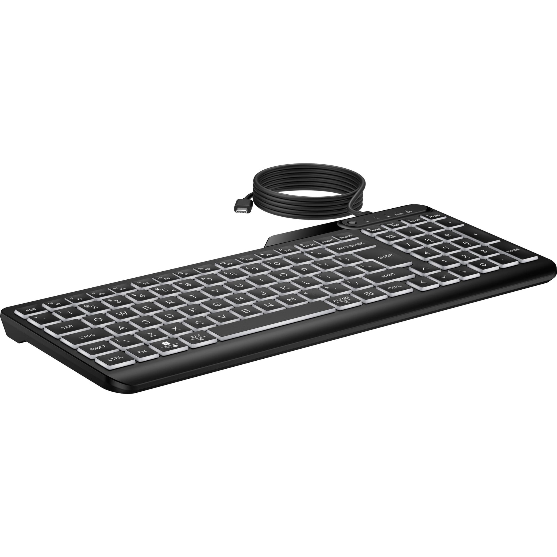 HP 405 – Tastatur – Membran, kabelgebunden – USB-C – beleuchtet – auslaufsicher – schwarz