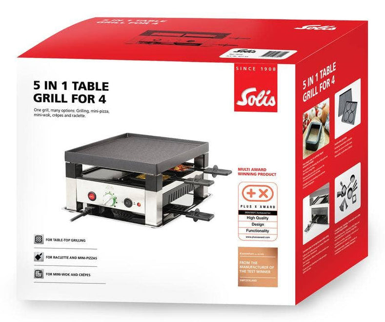 Solis Tischgrill 7910 – 4 Personen, Antihaftbeschichtet, 1020 W – Schwarz/Edelstahl