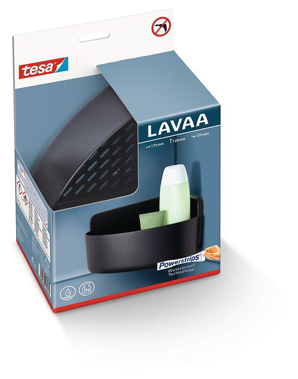 TESA Seifenhalter (Wand) LAVAA – ABS, Wandmontiert, 17,5×17,5×12 cm, Schwarz
