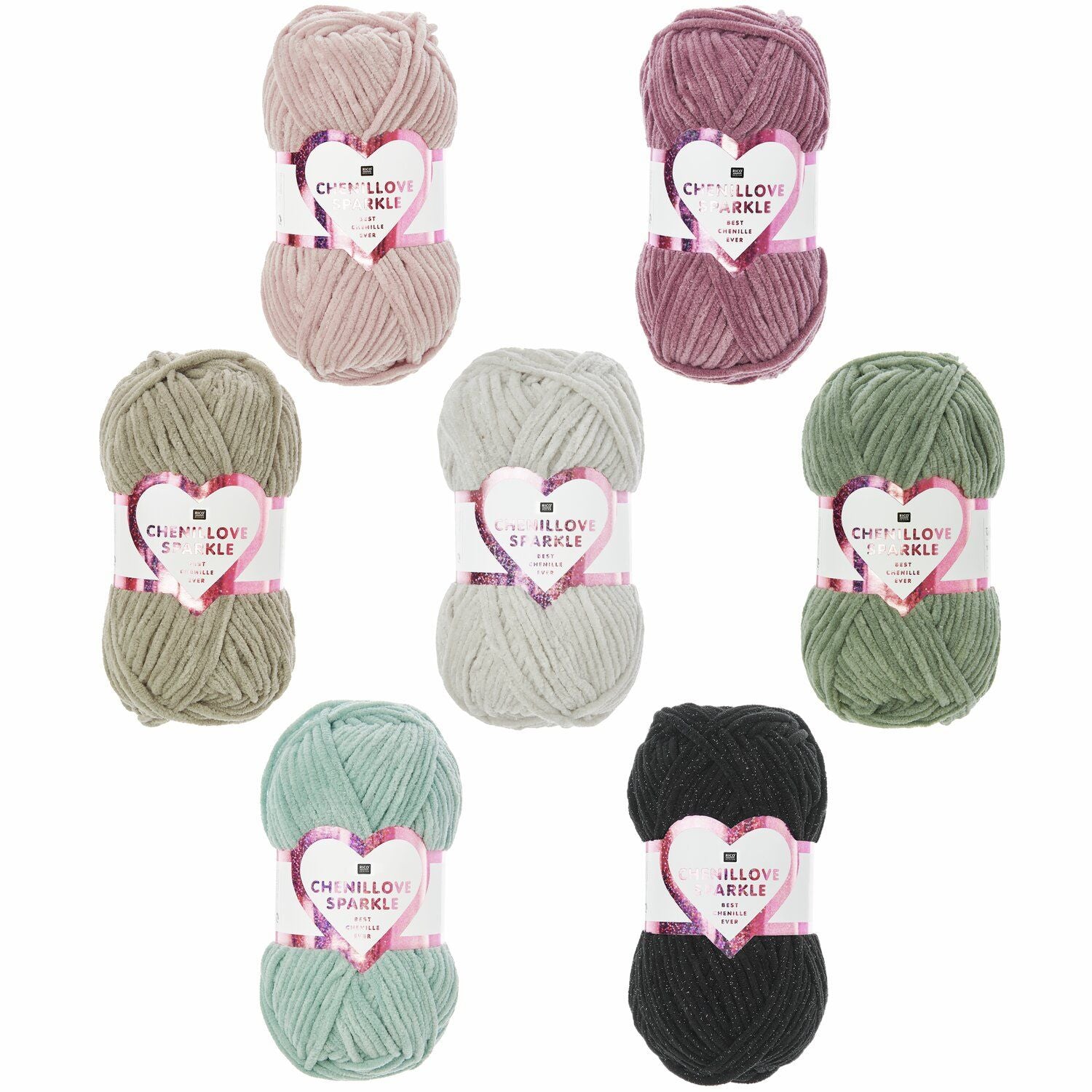 Rico Design Chenillove Sparkle Garn Creme – 100 g, 110 m, Nadel 5 mm, 100% Polyester, 1 Stk.