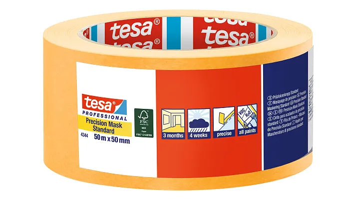 TESA Malerband Precision Standard, orange – 50 mm × 50 m, innen/aussen