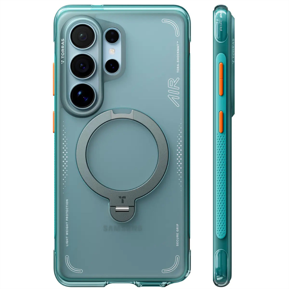Torras Ostand Q3 Air Backcover – für Samsung Galaxy S26 Ultra, mit Ständer, Kunststoff, Grün