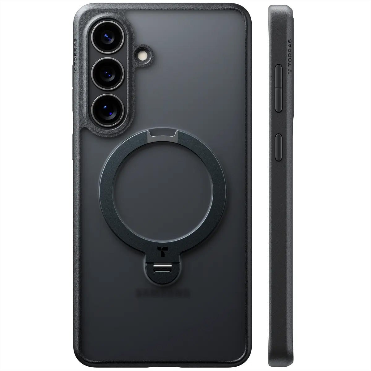 Torras Ostand 360 – Backcover – für Samsung Galaxy S26 Plus, MagSafe, mit Ständer, PC+TPU, schwarz