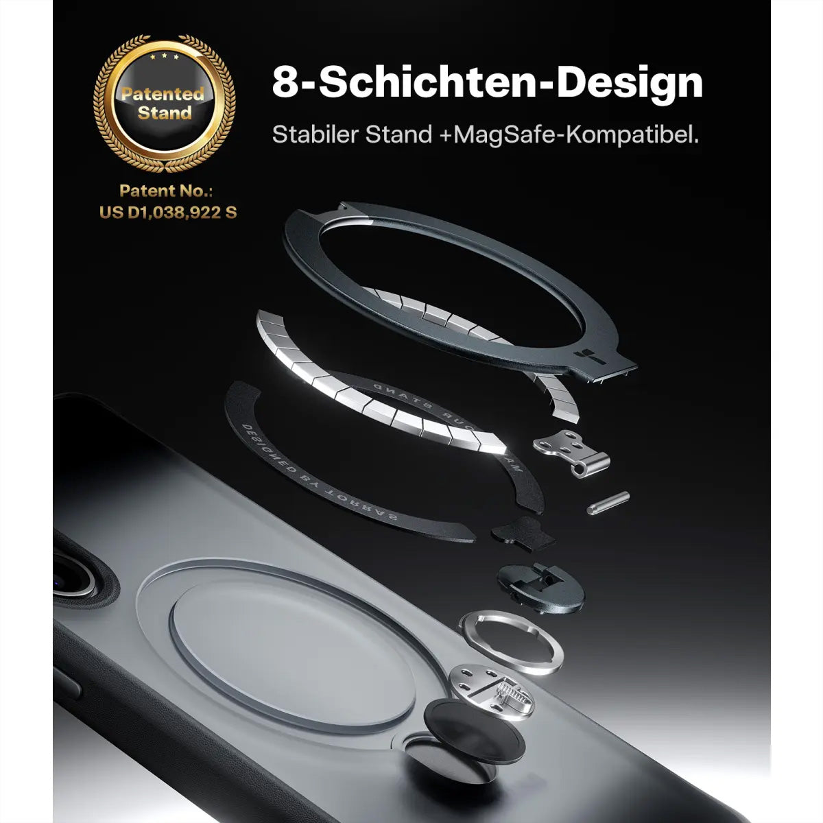 Torras Ostand 360 – Backcover – für Samsung Galaxy S26 Plus, MagSafe, mit Ständer, PC+TPU, schwarz