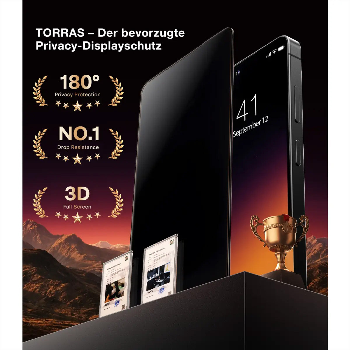 Torras Privacy-Filter – für Galaxy S26 Ultra – mit Applikator