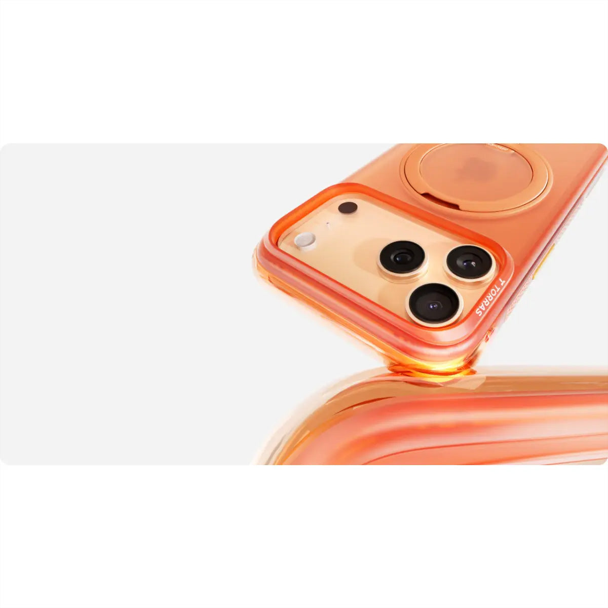 Torras Ostand R Air Backcover – für Apple iPhone 17 Pro, MagSafe, mit Ständer, PC+TPU, Orange