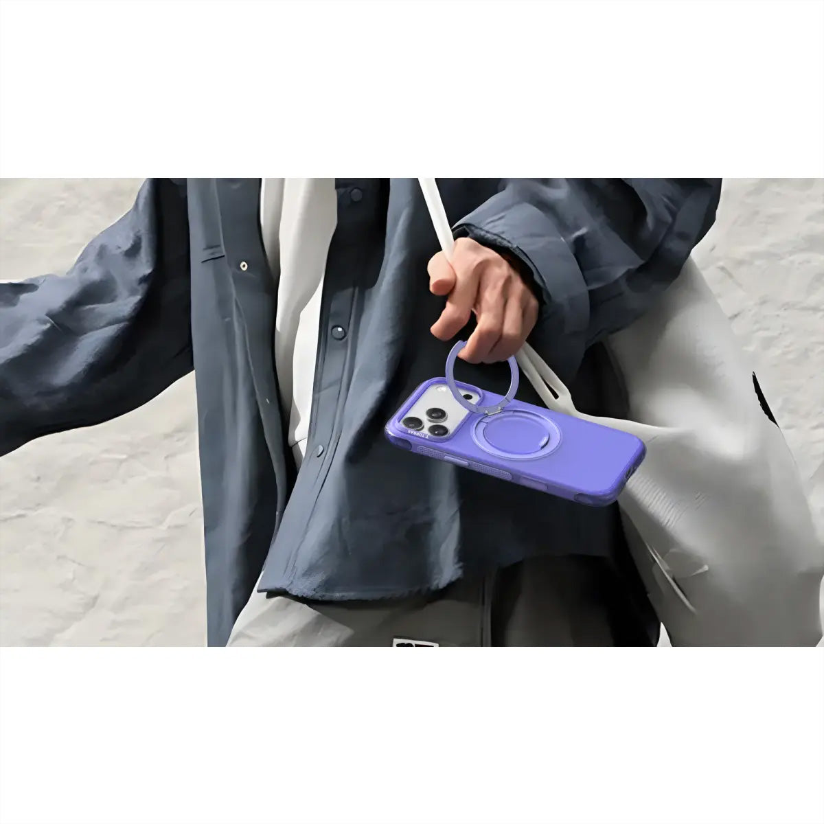 Torras Ostand R Air Backcover – für Apple iPhone 17 Pro, MagSafe, mit Ständer, PC+TPU, Violett