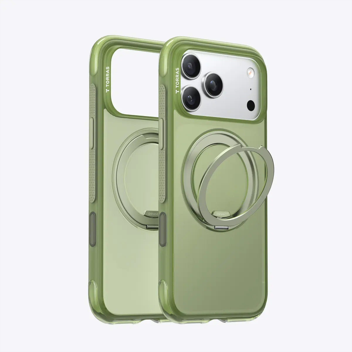 Torras Ostand R Air – Backcover – für Apple iPhone 17 Pro, MagSafe, mit Ständer, PC+TPU, Grün