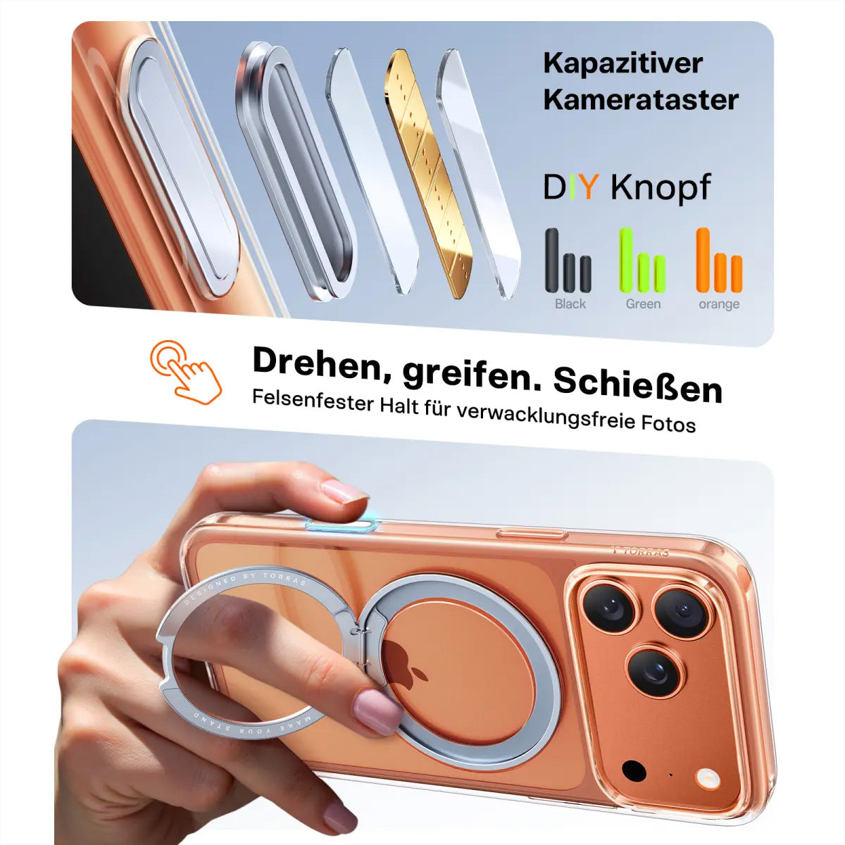 Torras UPRO Ostand Pro Ladeständer – MagSafe-kompatibel – für iPhone 17 Pro – Transparent
