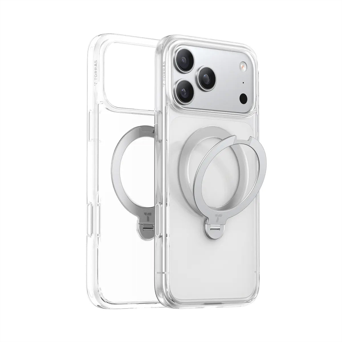 Torras Backcover – für Apple iPhone 17 Pro, MagSafe, mit Ständer, PC+TPU, transparent