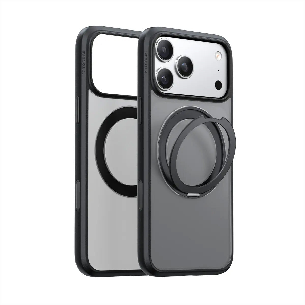 Torras UPRO Ostand Pro Backcover – für Apple iPhone 17 Pro, MagSafe, mit Ständer, PC+TPU, schwarz