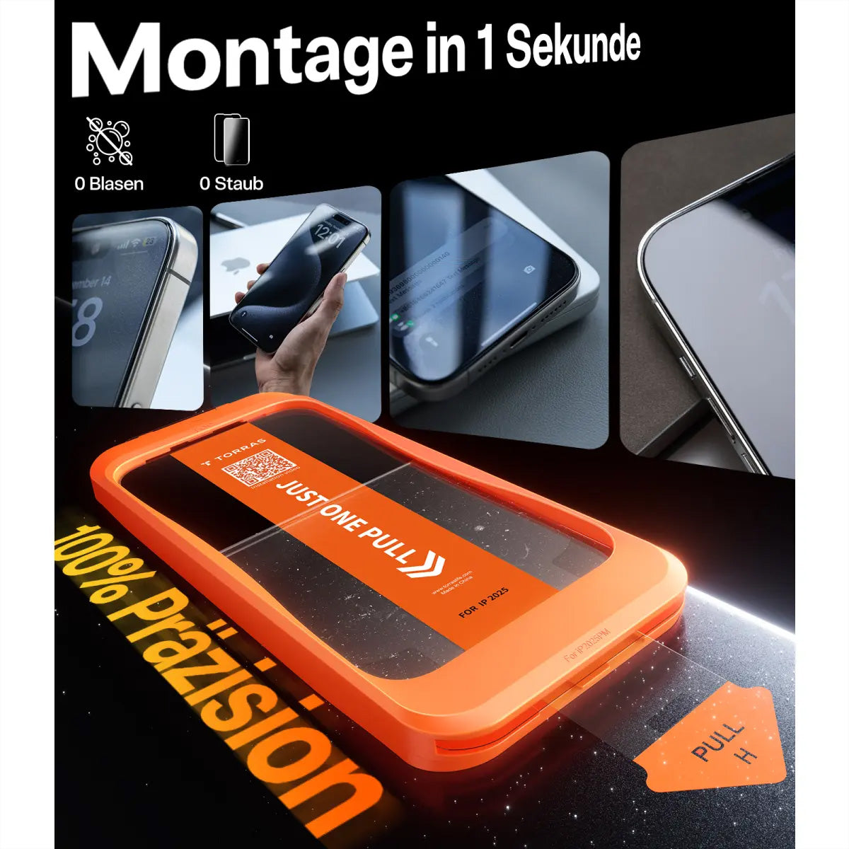 Torras Privacy-Filter (Panzerglas), 9H – für iPhone 17 – mit Applikator