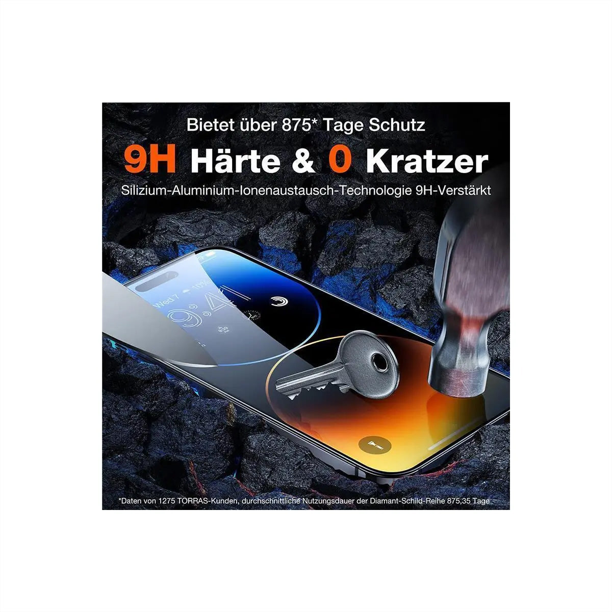Torras Displayschutz (Panzerglas), fettabweisend – für iPhone 14/13/13 Pro