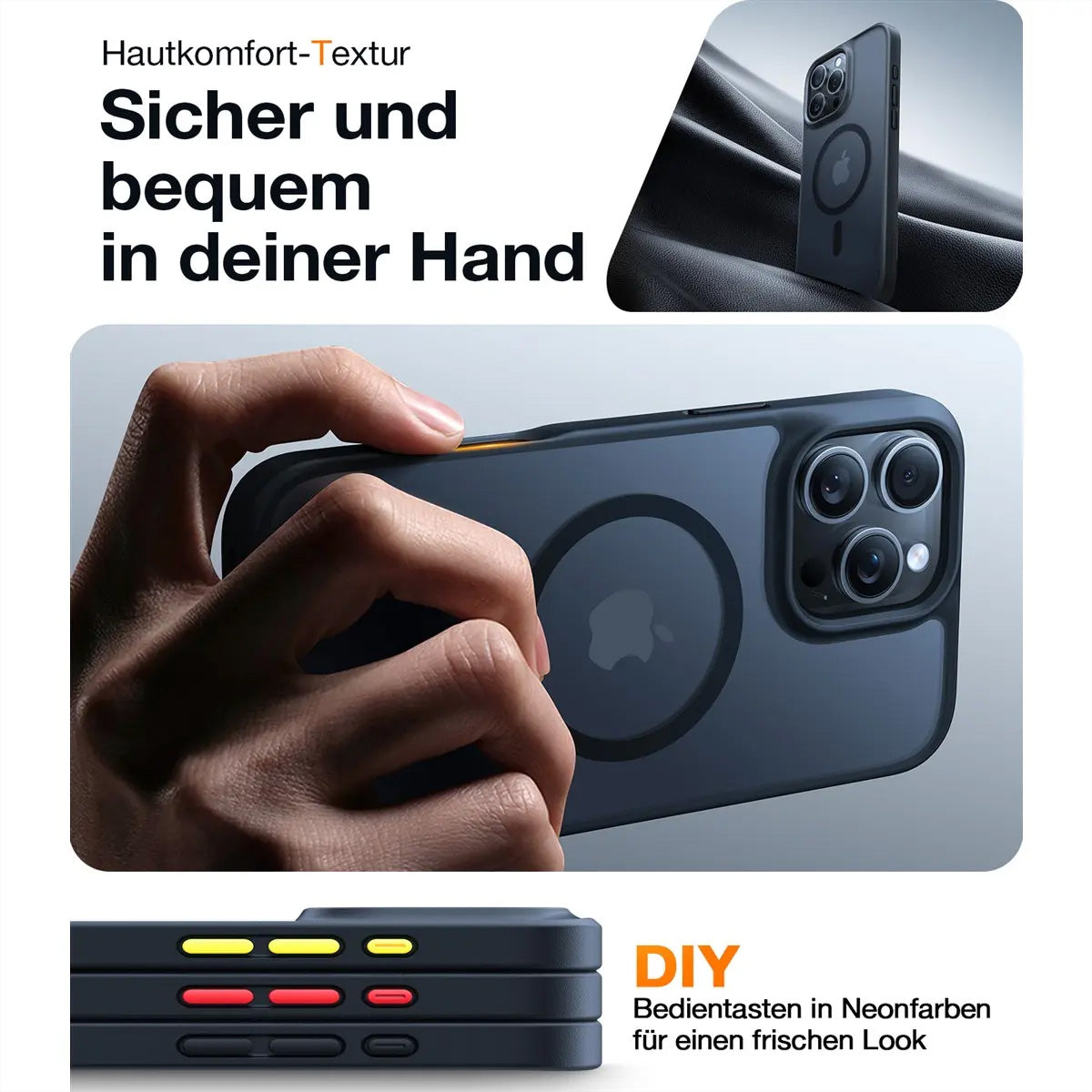 Torras Guardian Backcover – für Apple iPhone 16 Pro, MagSafe, Kunststoff, schwarz