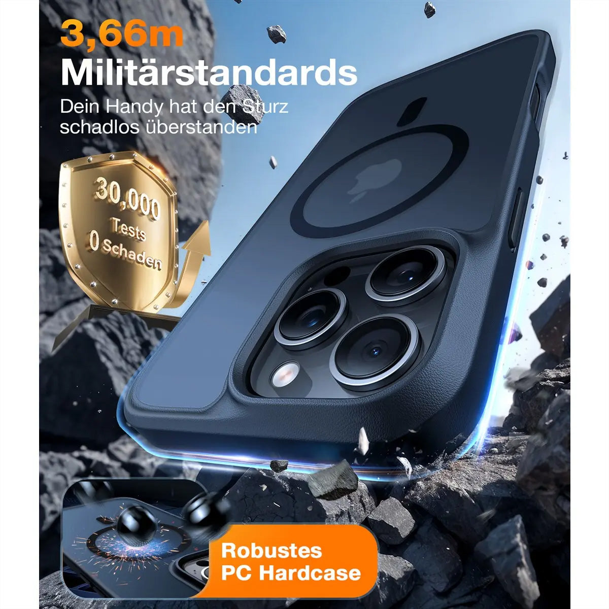 Torras Guardian Backcover – für Apple iPhone 16 Pro, MagSafe, Kunststoff, schwarz