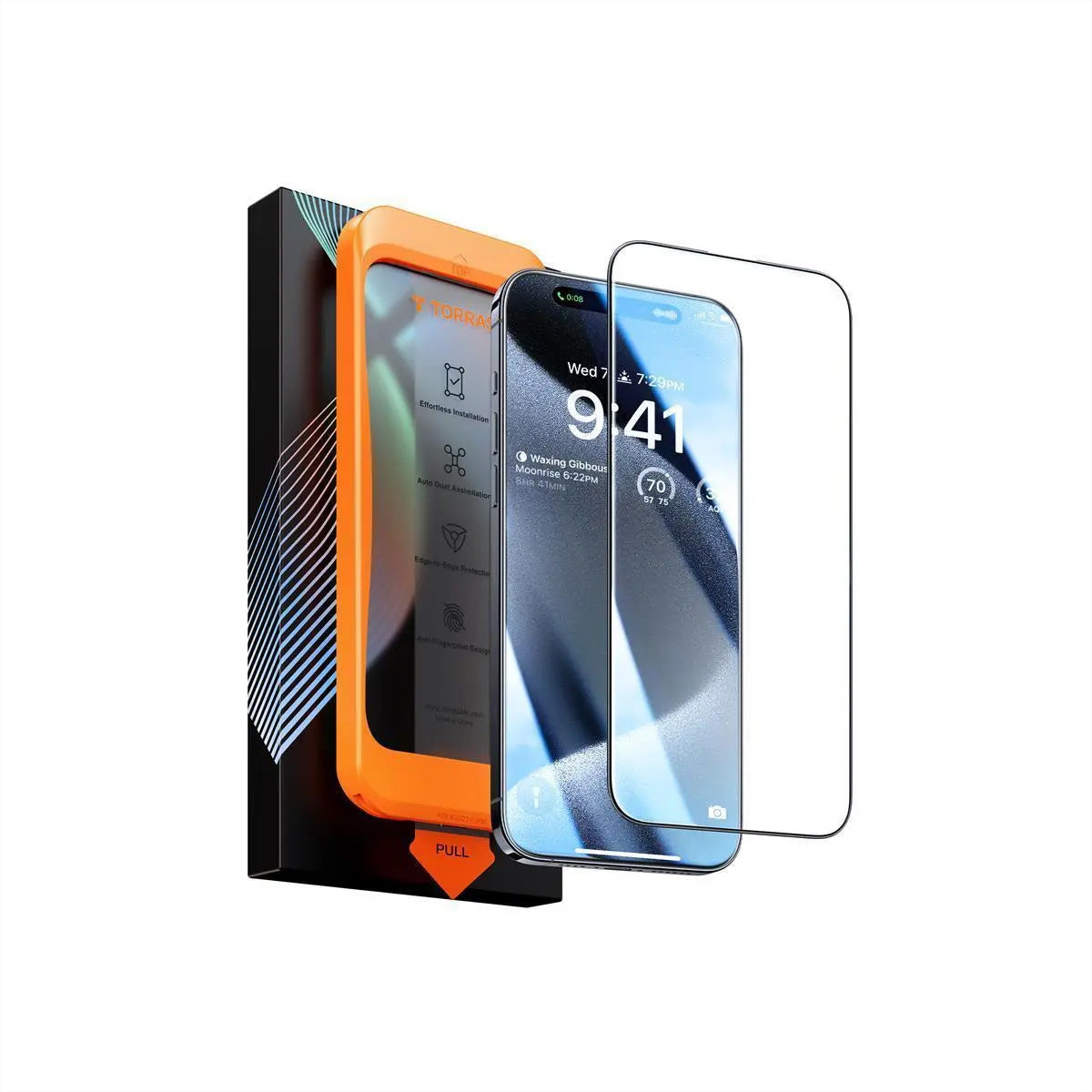 Torras Displayschutz (Panzerglas), fettabweisend – für iPhone 15 – mit Applikator