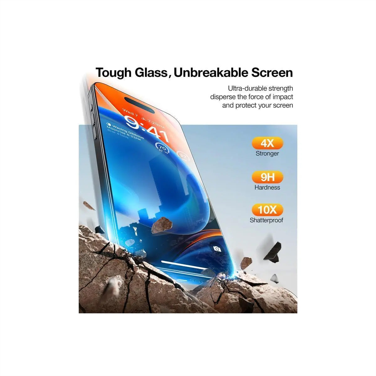 Torras Displayschutz (Panzerglas), fettabweisend – für iPhone 15 Pro – mit Applikator