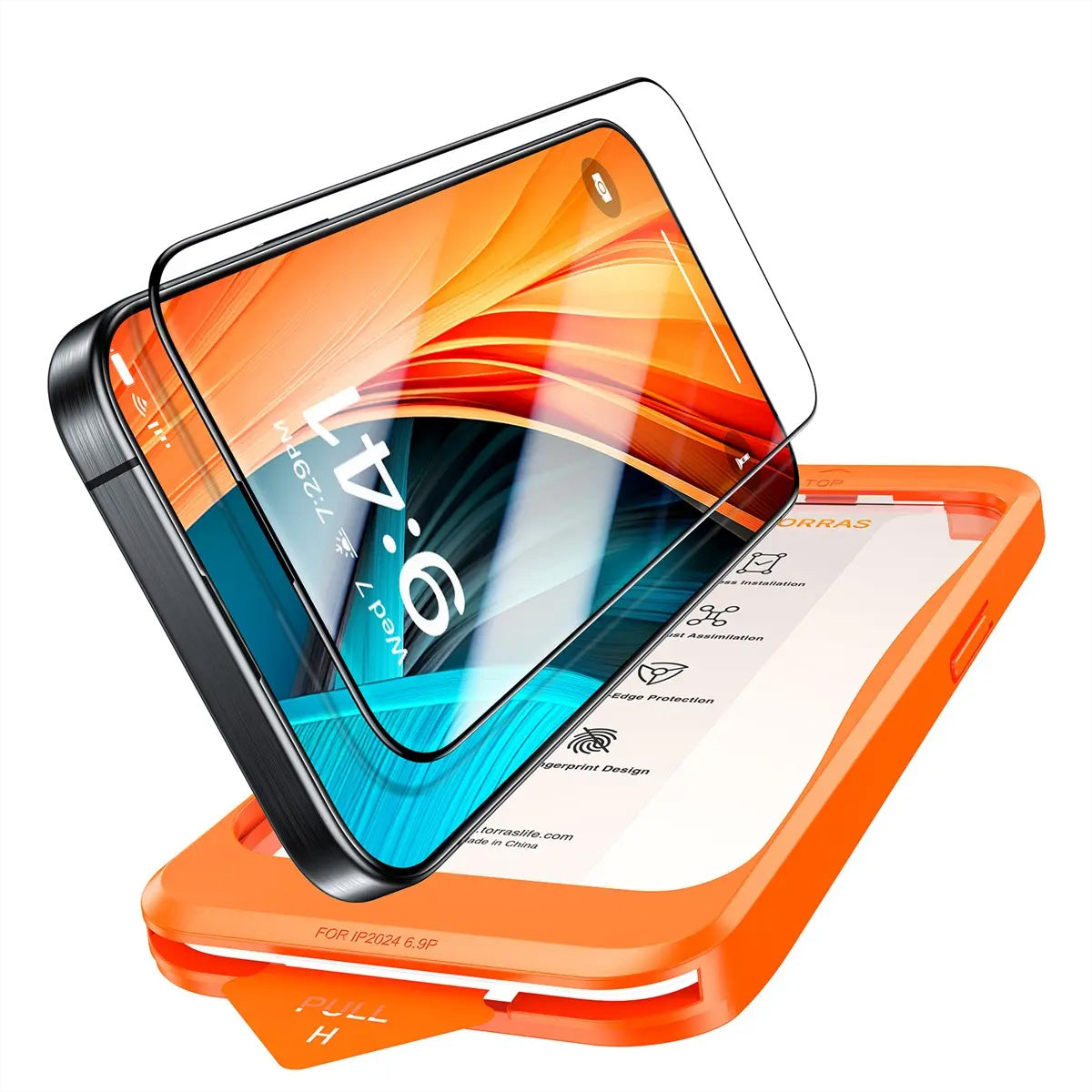 Torras Displayschutz (Panzerglas), fettabweisend – für iPhone 16 Pro Max – mit Applikator
