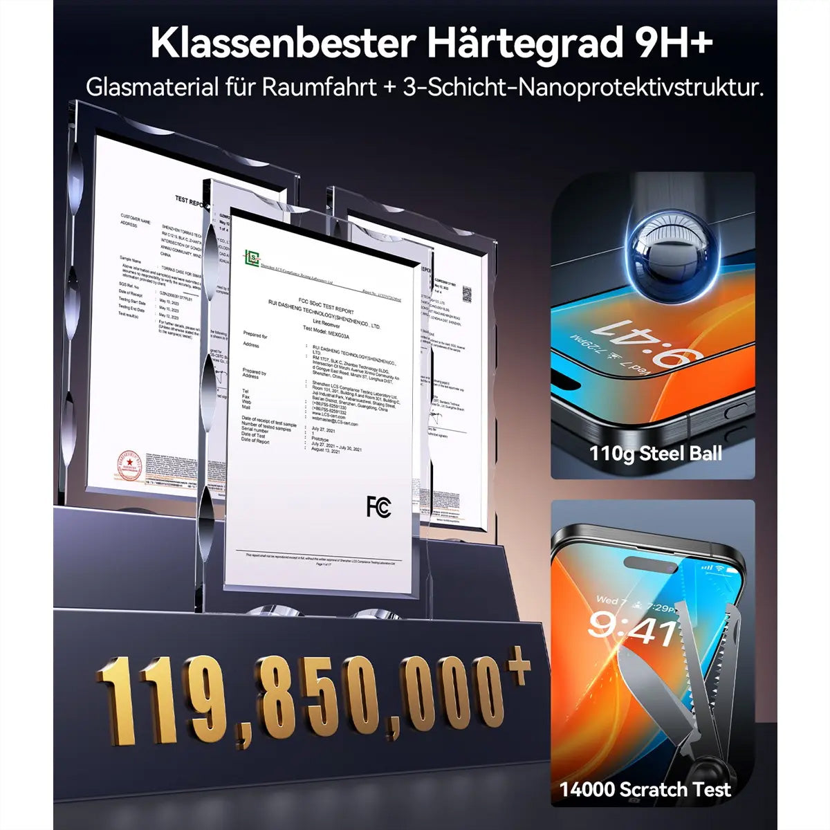 Torras Displayschutz (Panzerglas), fettabweisend – für iPhone 16 Pro Max – mit Applikator