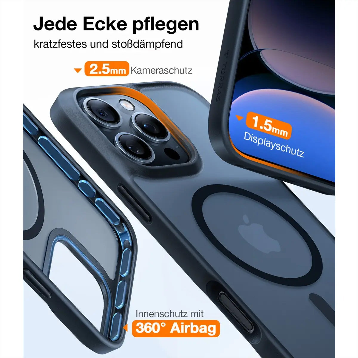 Torras Guardian Backcover – für Apple iPhone 16 Pro Max, MagSafe, Kunststoff, Schwarz