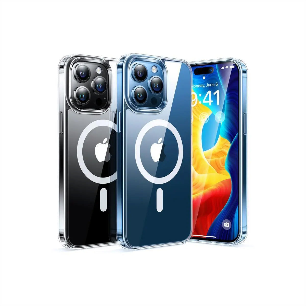 Torras Diamond Backcover – für Apple iPhone 15 Pro Max, MagSafe, PC+TPU, Transparent