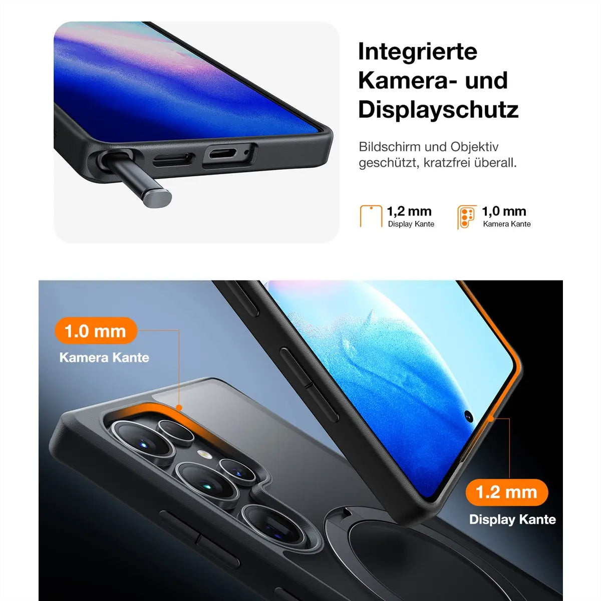 Torras Ostand 360 Backcover – für Samsung Galaxy S25 Ultra – MagSafe, mit Ständer, PC+TPU, Schwarz