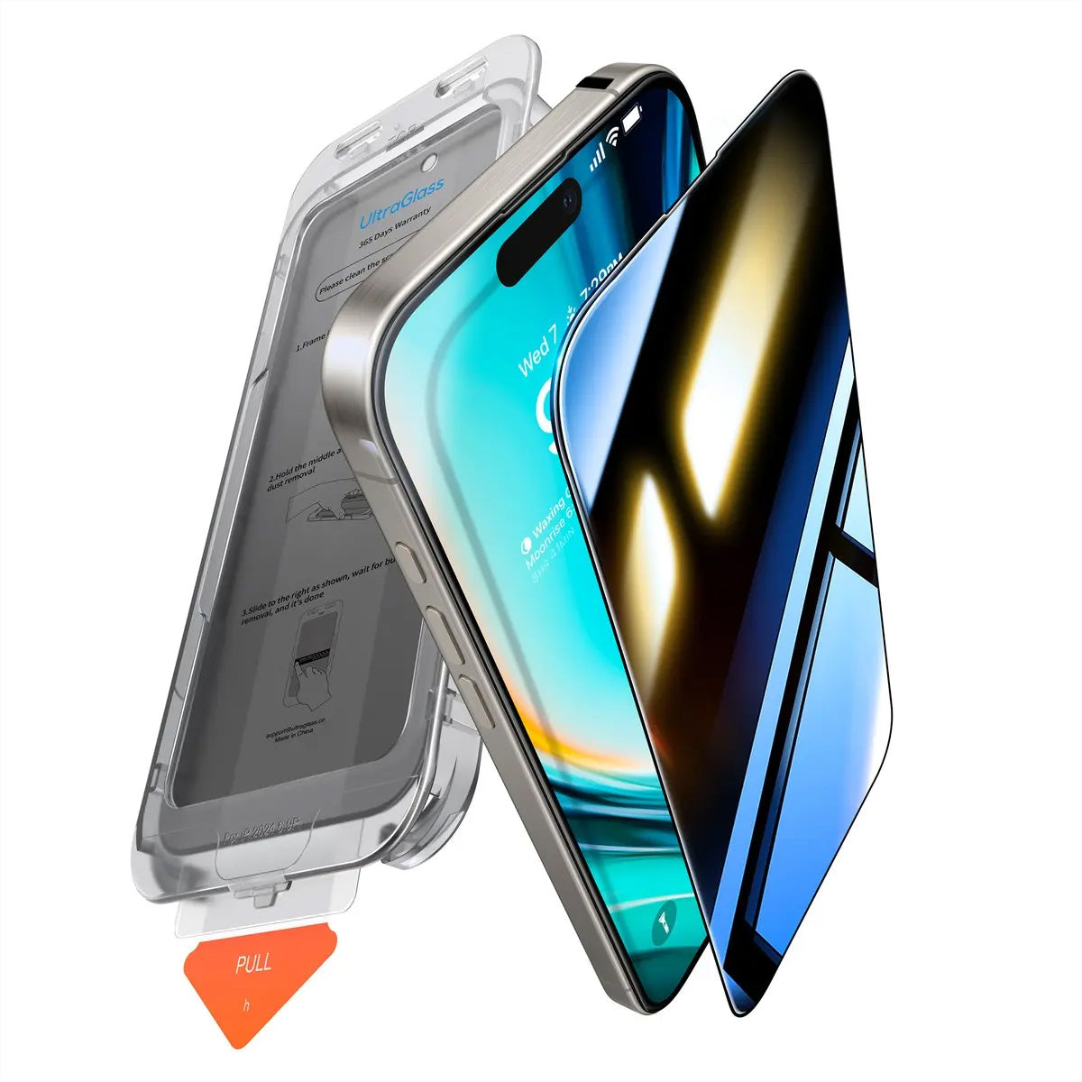 Torras Privacy-Filter (Panzerglas), fettabweisend – für iPhone 16 Pro – mit Applikator