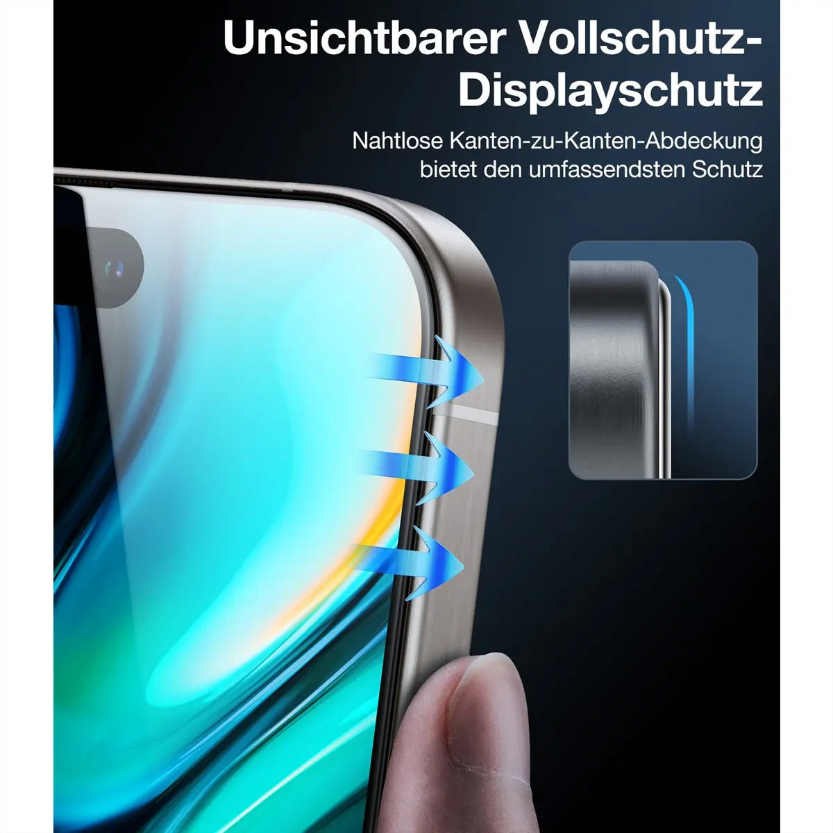 Torras Privacy-Filter (Panzerglas), fettabweisend – für iPhone 16 Pro – mit Applikator