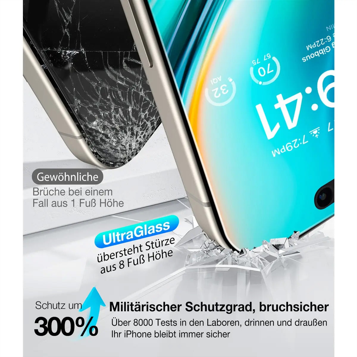 Torras Privacy-Filter (Panzerglas), fettabweisend – für iPhone 16 Pro – mit Applikator