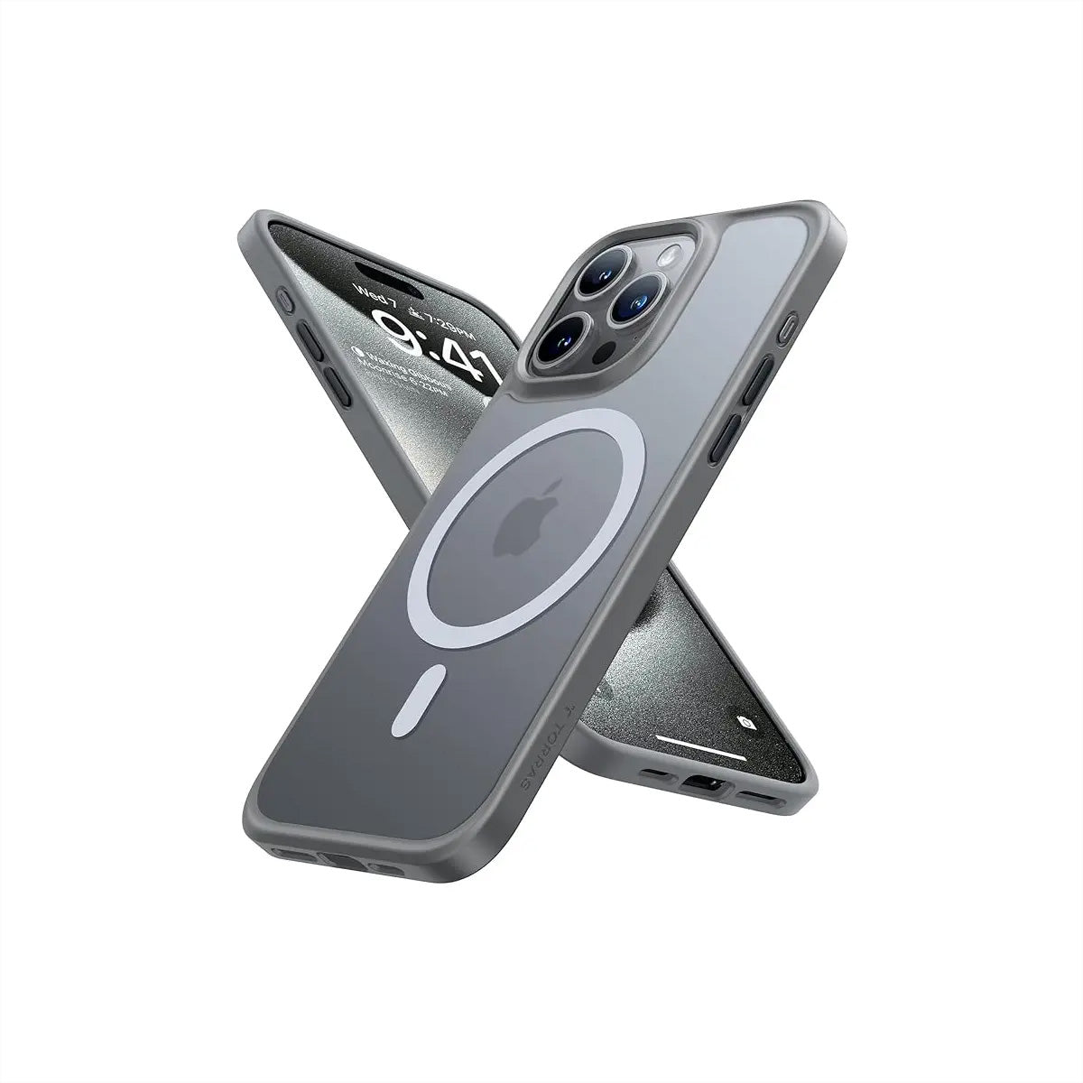 Torras Guardian Backcover – für Apple iPhone 15 Pro Max, MagSafe, PC, Titaniumgrau