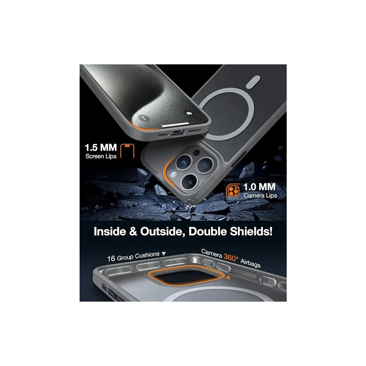 Torras Guardian Backcover – für Apple iPhone 15 Pro Max, MagSafe, PC, Titaniumgrau