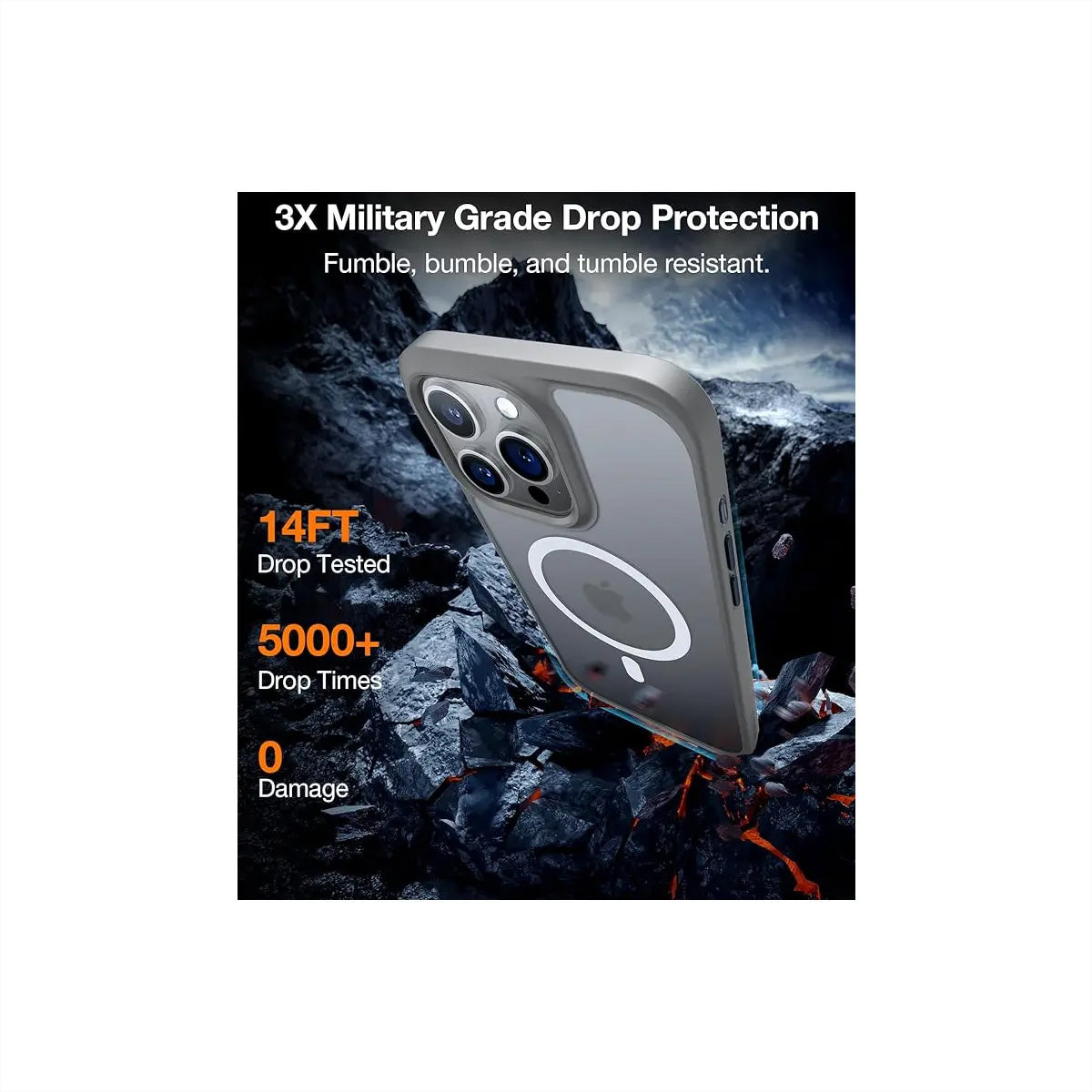 Torras Guardian Backcover – für Apple iPhone 15 Pro Max, MagSafe, PC, Titaniumgrau