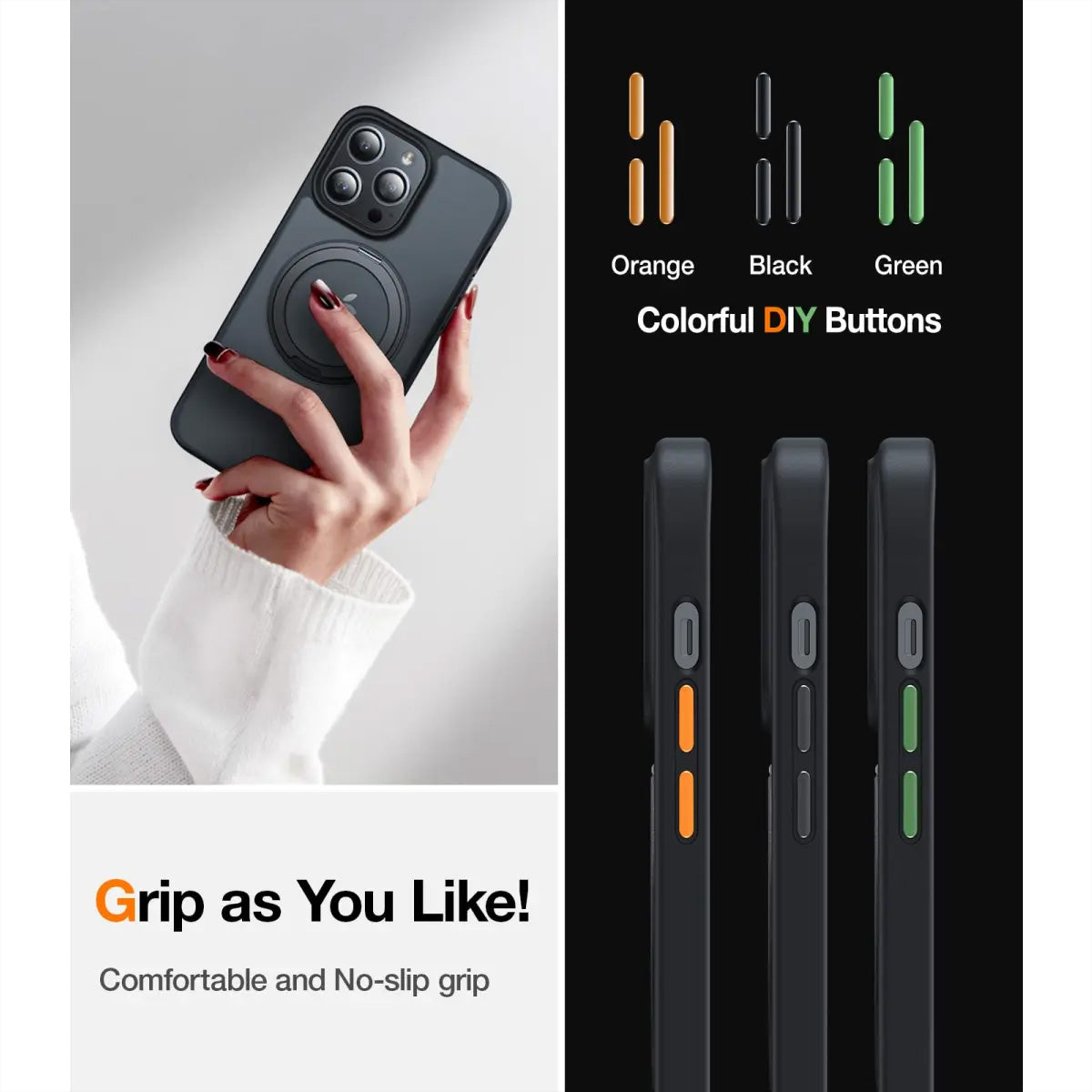 Torras UPRO Ostand Pro Backcover – für Apple iPhone 14 Pro, MagSafe, mit Ständer, Kunststoff, Schwarz