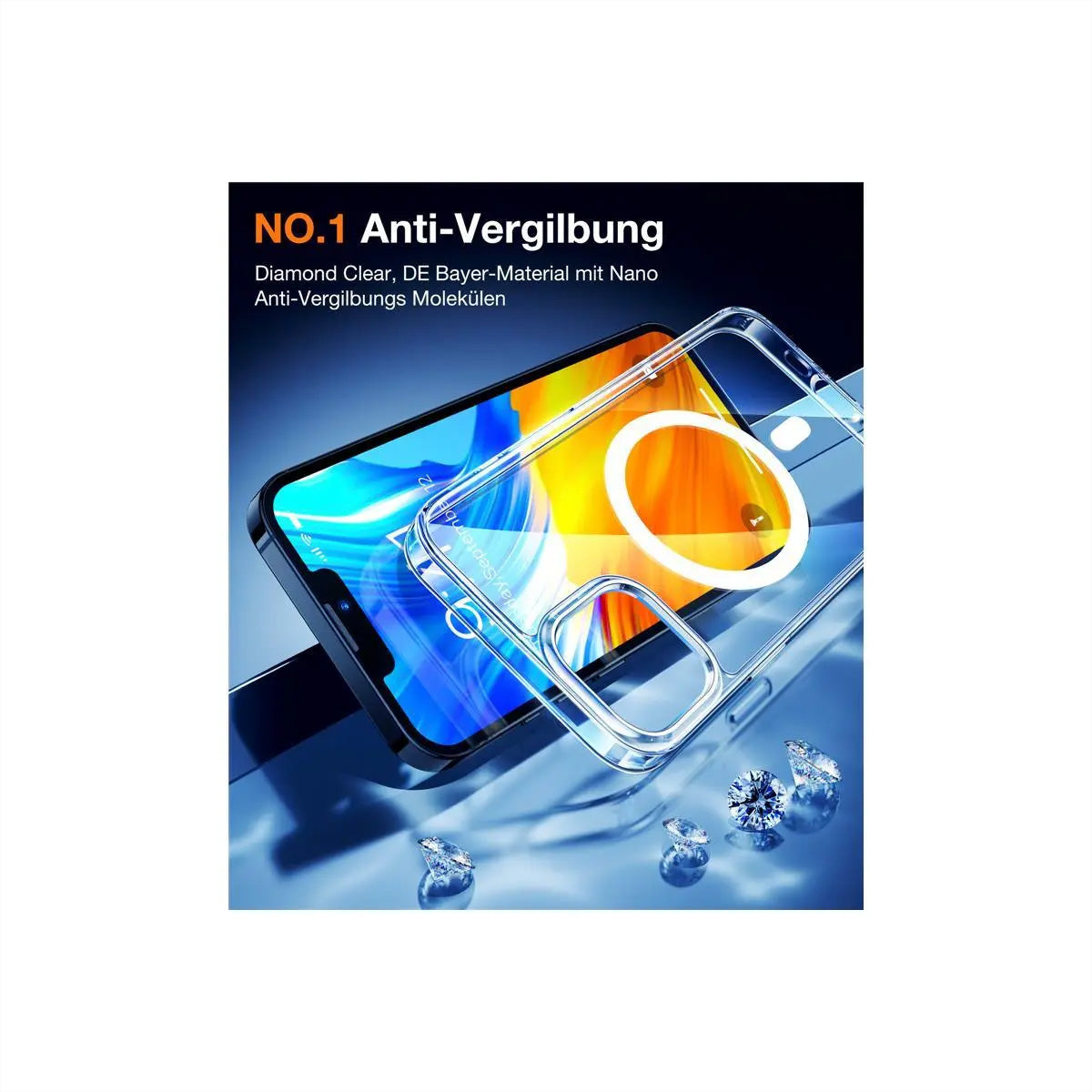 Torras Diamond Backcover – für Apple iPhone 15, MagSafe, Kunststoff, Transparent