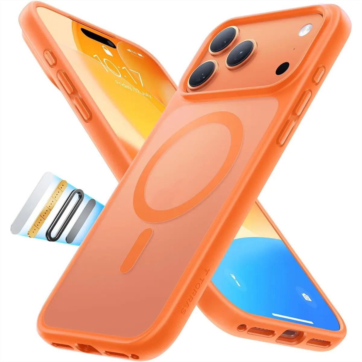 Torras Guardian Backcover – für Apple iPhone 17 Pro, MagSafe, PC+TPU, Orange, verstärkte Ecken