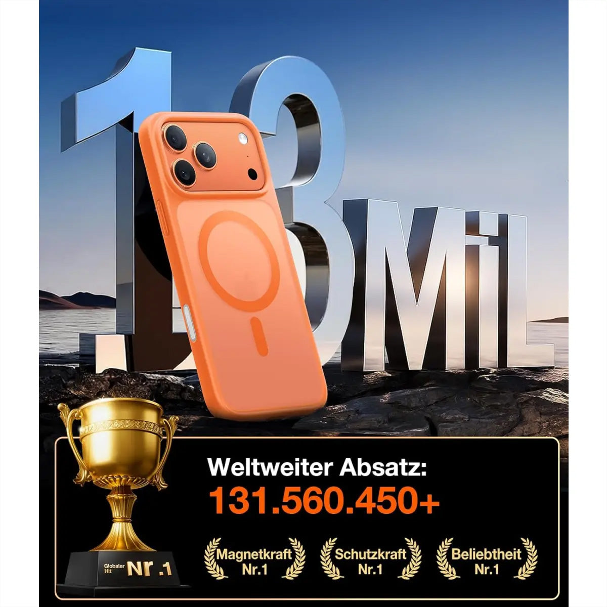 Torras Guardian Backcover – für Apple iPhone 17 Pro, MagSafe, PC+TPU, Orange, verstärkte Ecken