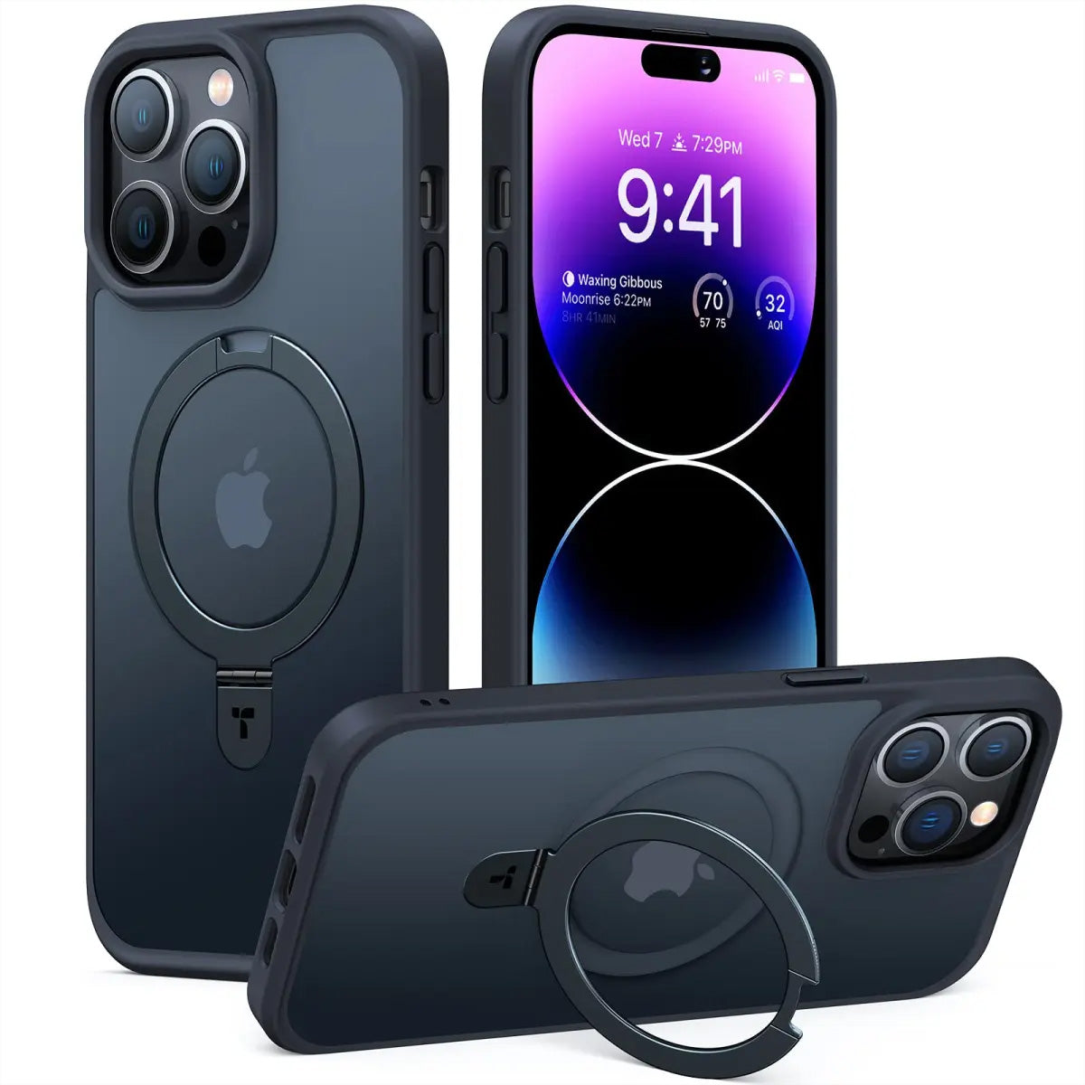 Torras UPRO Ostand Matte Backcover – für Apple iPhone 14 Pro Max, MagSafe, mit Ständer, PC+TPU, Schwarz