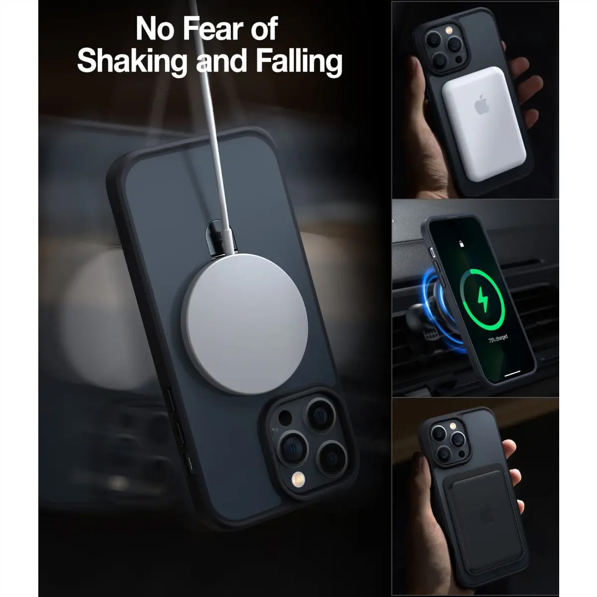 Torras UPRO Ostand Matte Backcover – für Apple iPhone 14 Pro Max, MagSafe, mit Ständer, PC+TPU, Schwarz