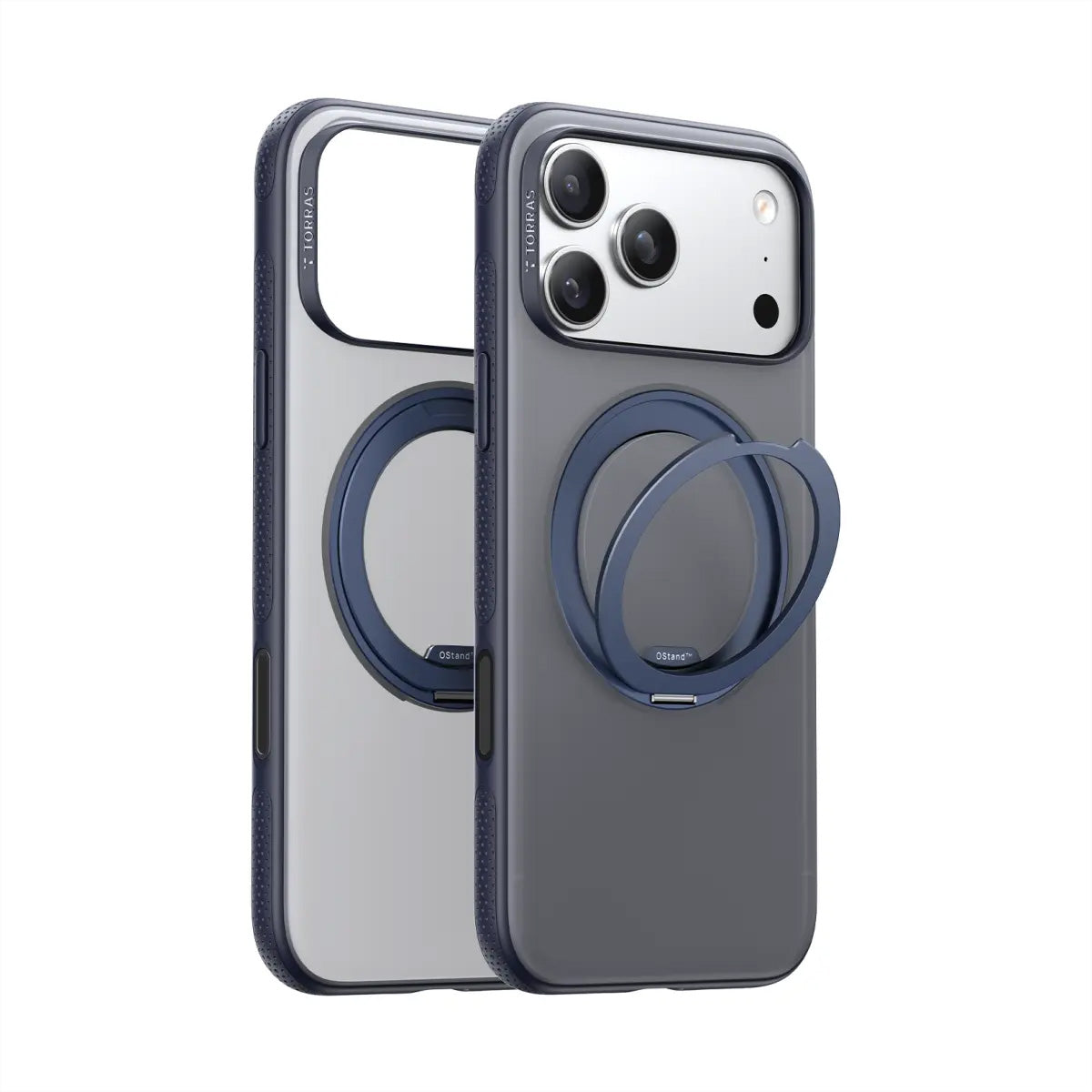 Torras Ostand R Fitness Backcover – für Apple iPhone 17 Pro Max, PC+TPU, schwarz, 360° Ringhalter