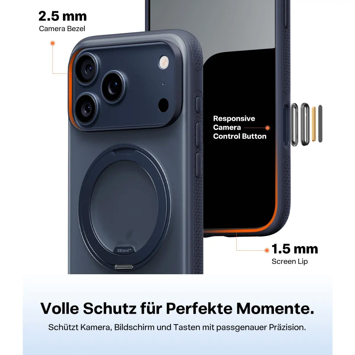 Torras Ostand R Fitness Backcover – für Apple iPhone 17 Pro Max, PC+TPU, schwarz, 360° Ringhalter